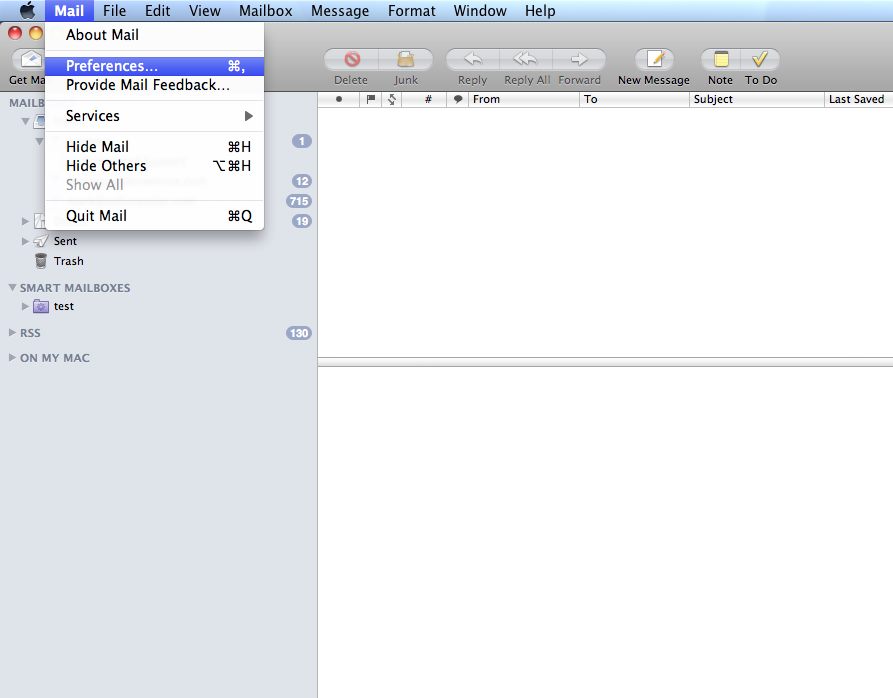 Select Mail, Preferences from the top menu.