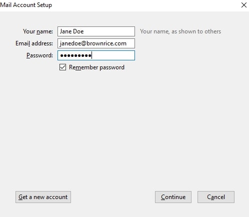 Enter email address and password