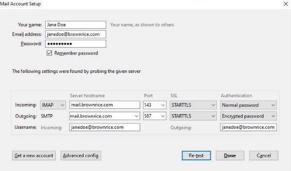 Enter server hostname and email address