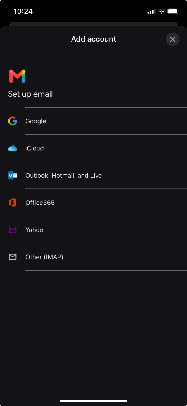 iphone Gmail app add account