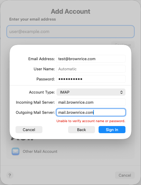 Mac Mail: Incoming server settings