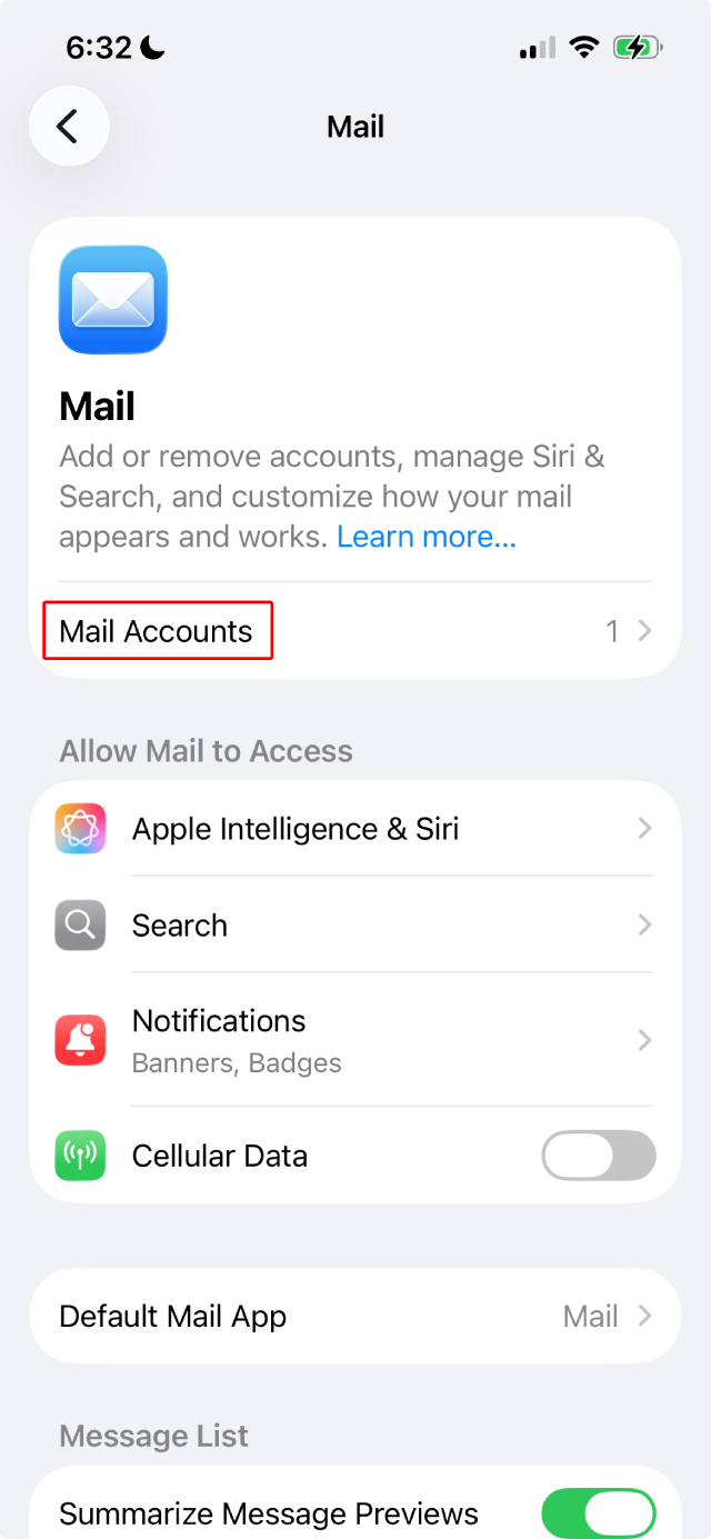 iphone add new Mail Accounts