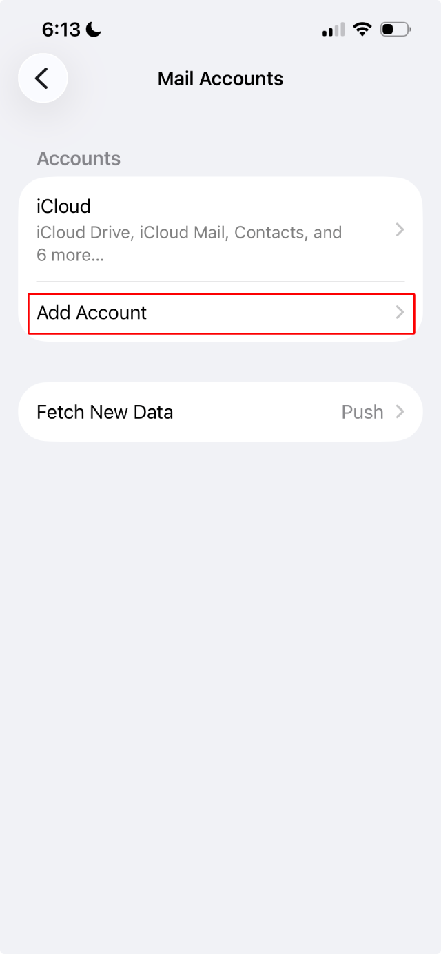 iphone Add Account