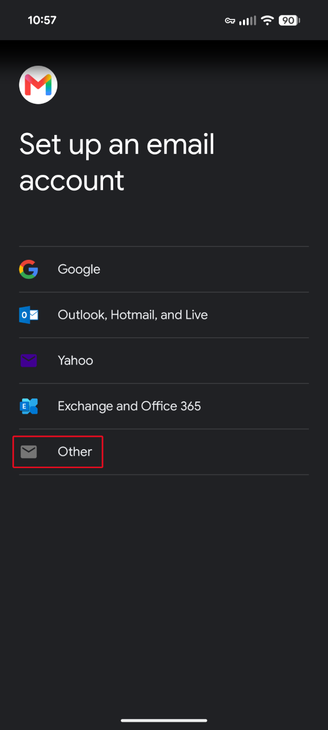 Google Pixel Gmail app add account