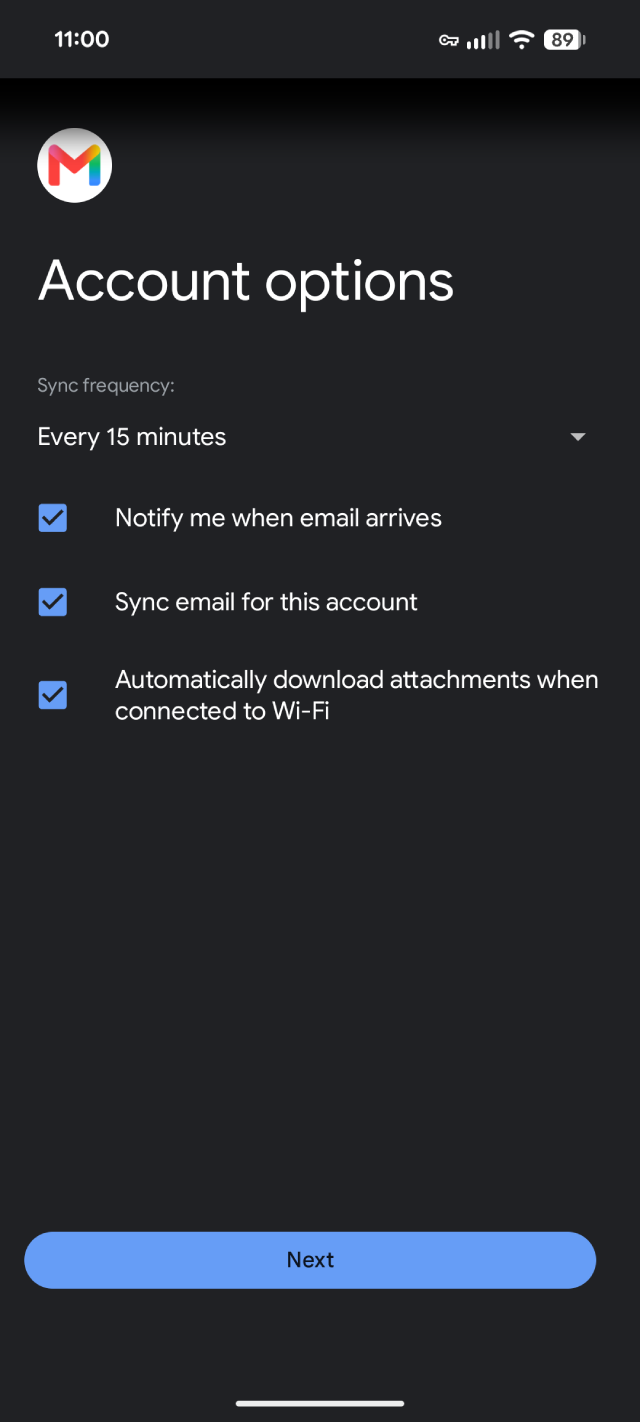 Google Pixel Gmail app outgoing server