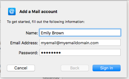 Mac Mail: Enter your email data